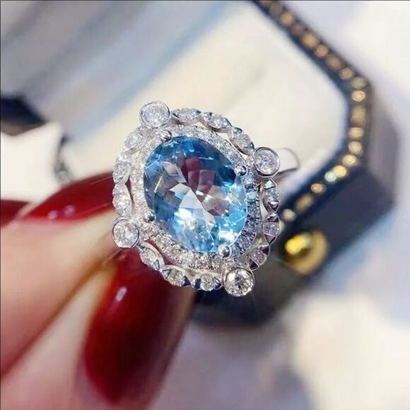 The Marina Statement Ring in Topaz and 925 sz 6 - Picture 4 of 13